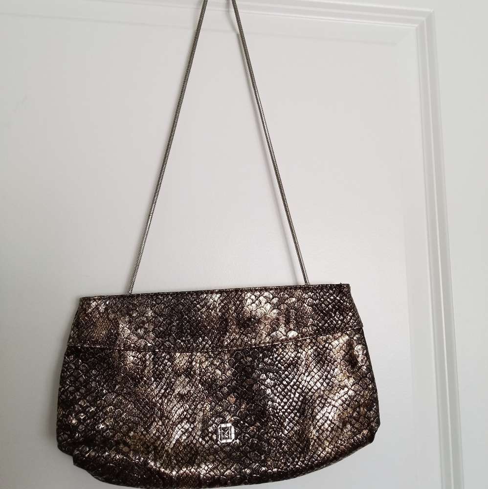 Monet gold and black clutch